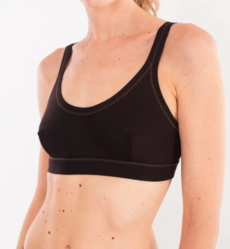 Casagin Bralette Tessuto Naturale Senza Ferretto Nera Traspirante