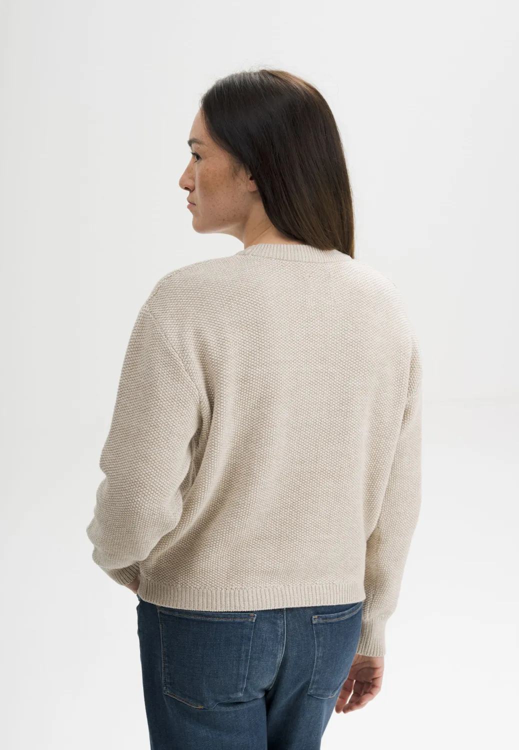Casagin perlata maglia donna crema cotone bio regular