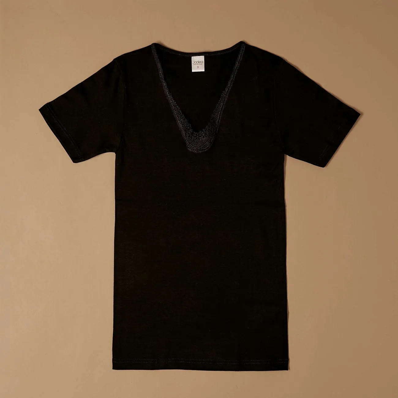 Jadea Basic 9002 t-shirt cotone macramé 3 pezzi nere