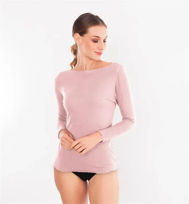 Casagin Maglia scollo barchetta maniche lunghe burro Tencel cashmere