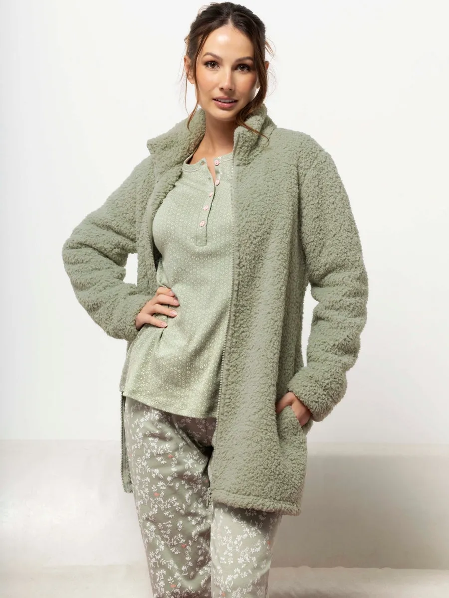 Si'èLei TS84 giacca salvia orsetto con zip