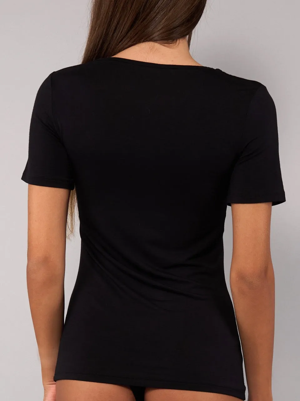 Si'èLei Today 6008 maglia scollo a V nero in modal