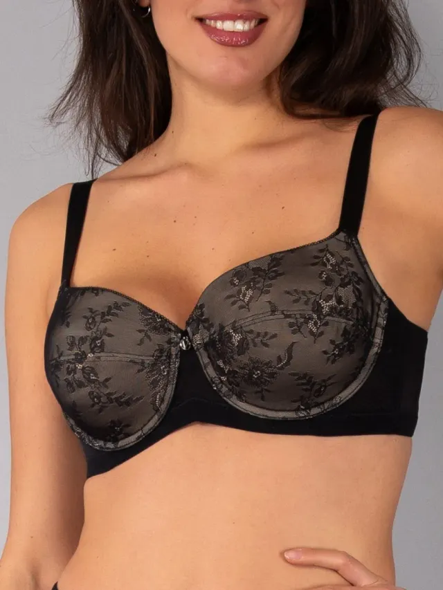 Si'èLei Dream DR14 reggiseno imbottito nero tulle floreale