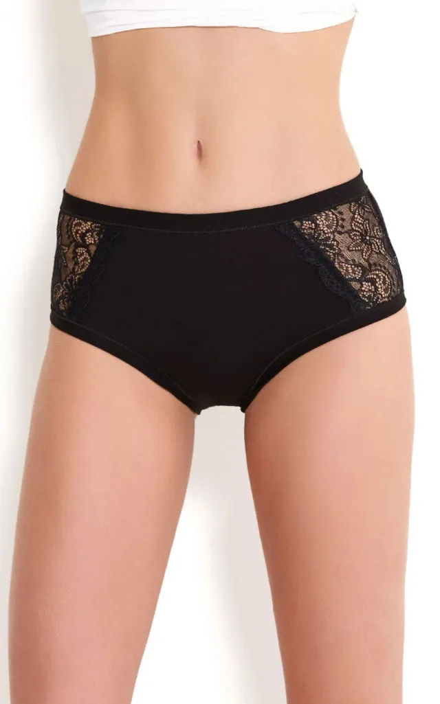 Rossoporpora Slip Vita Alta donna modal e pizzo nero