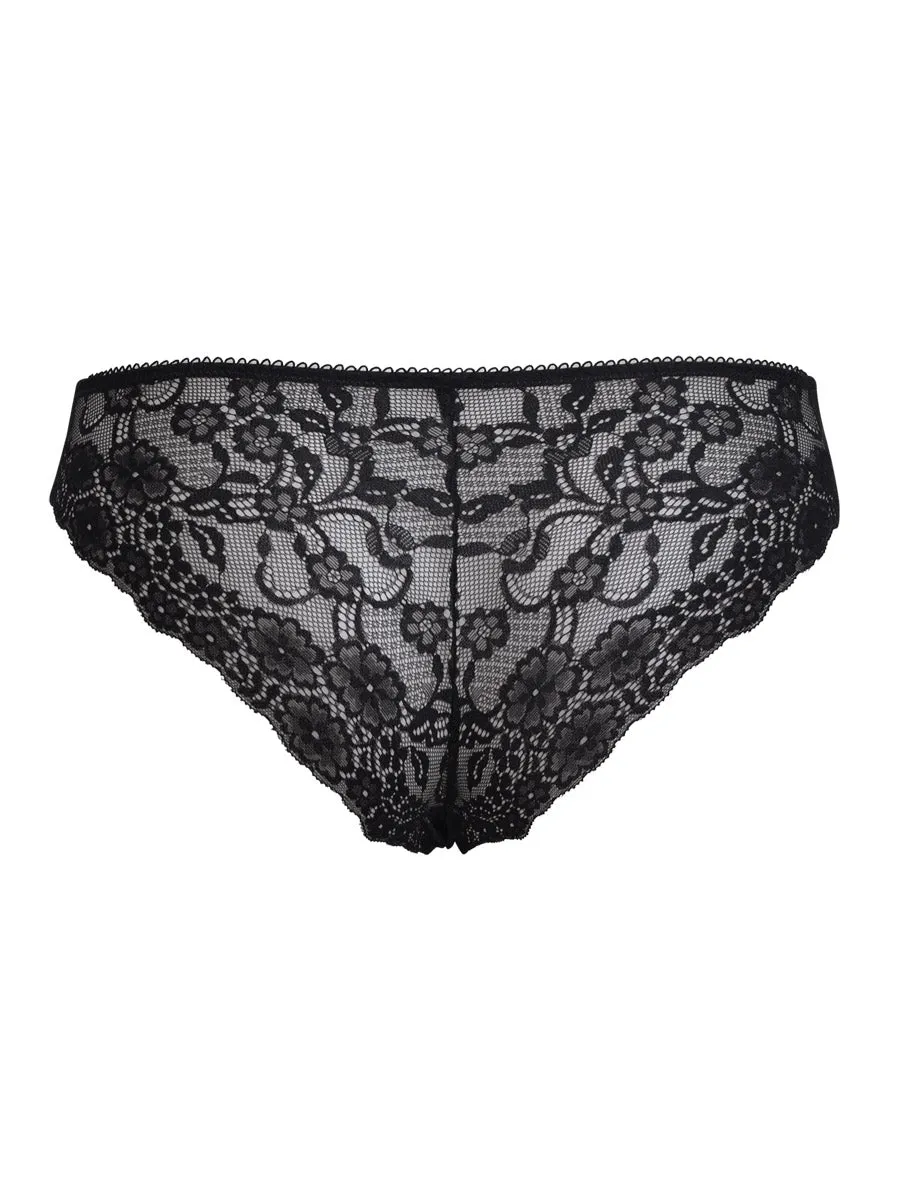Si'èLei 2675 Slip Nero in Pizzo Floreale