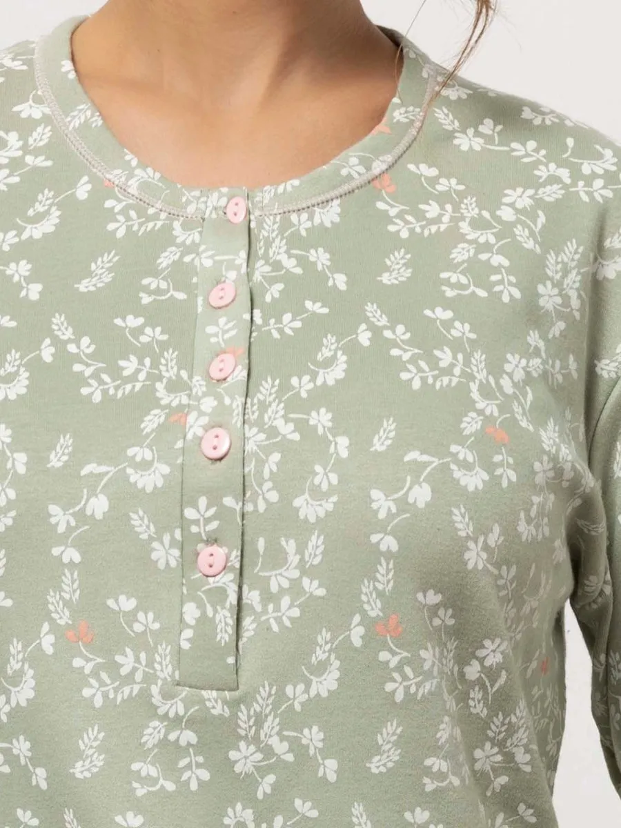 Si'èLei Ramelie RA25 camicia da notte caldo cotone salvia