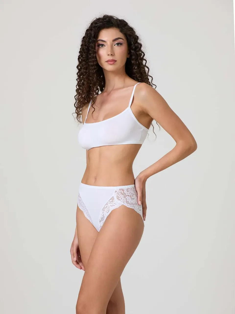 Jadea Basic 530 slip cotone modal pizzo bianco