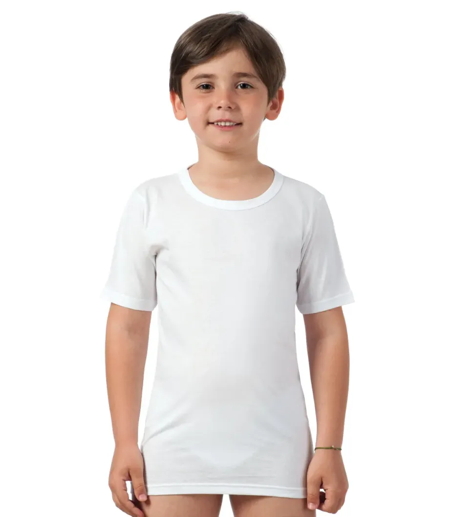 Rossoporpora Maglia Bambino Cotone Bianco mezza manica 100%