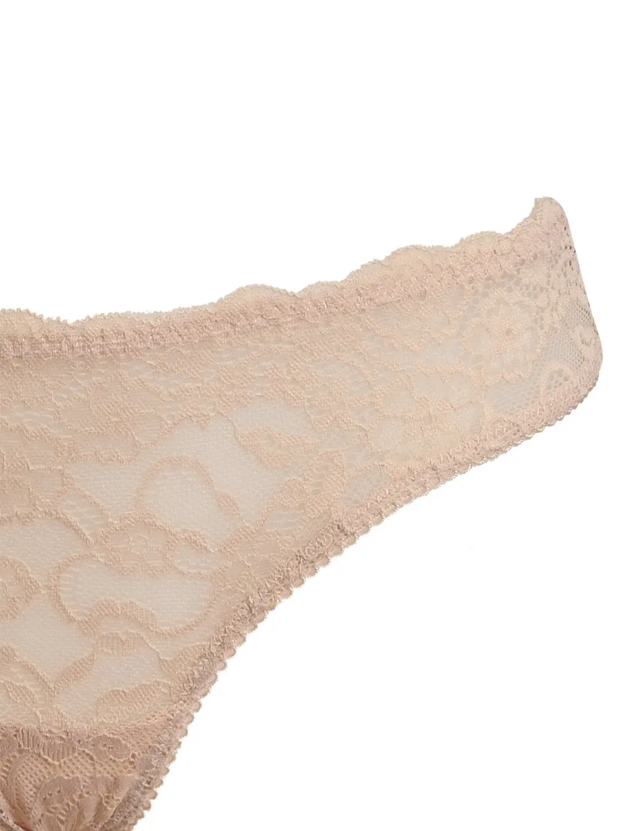 Si'èLei 2675 slip cipria pizzo floreale con cotone