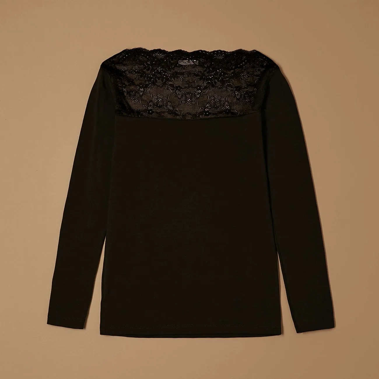 Jadea Basic 4464 maglia cotone manica lunga nera