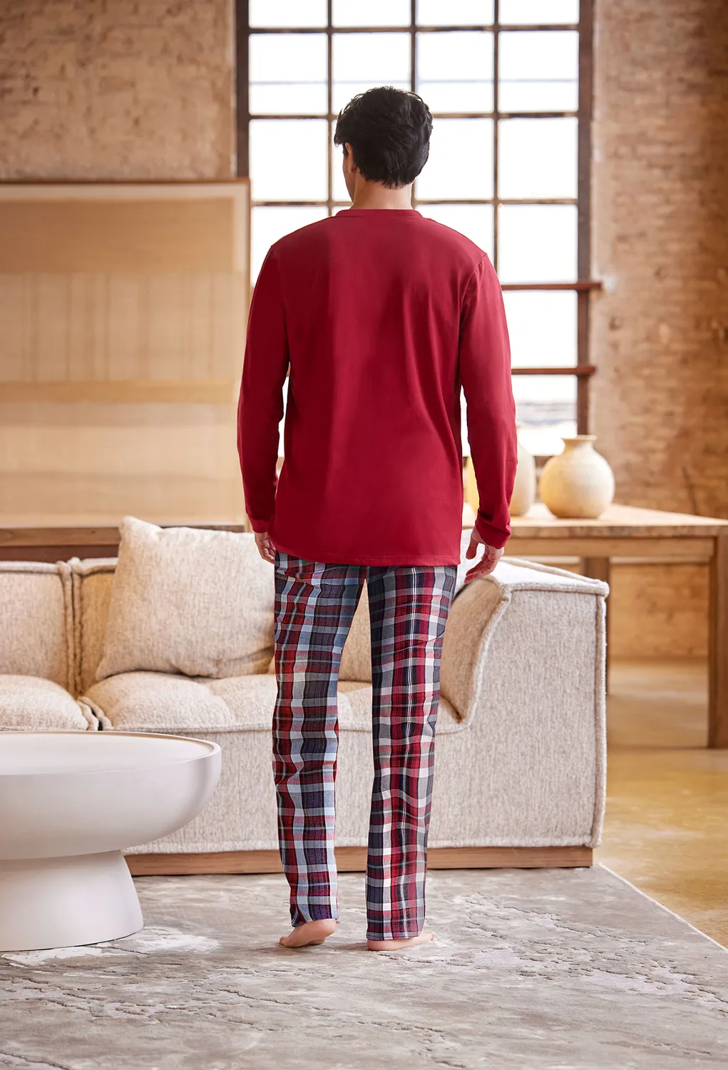 Janira Pijama ML Rouge Tartan pigiama invernale