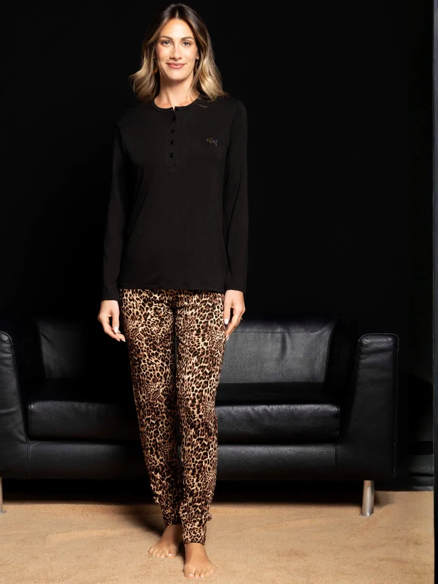 Si'èLei Verde Veronica MA15 pigiama donna animalier viscosa