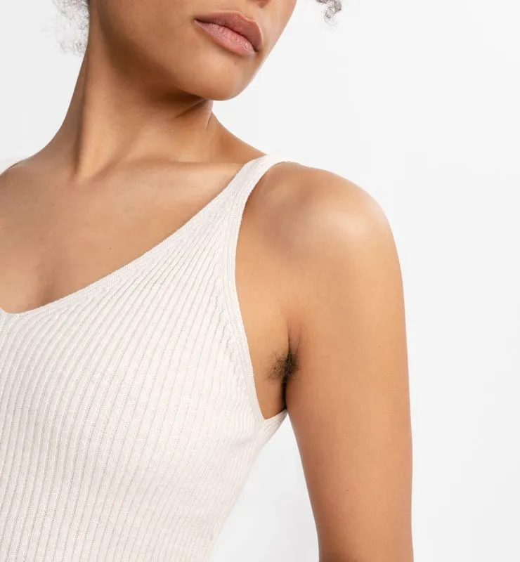 Casagin Top maglia a costine scollo V canotta cotone bio