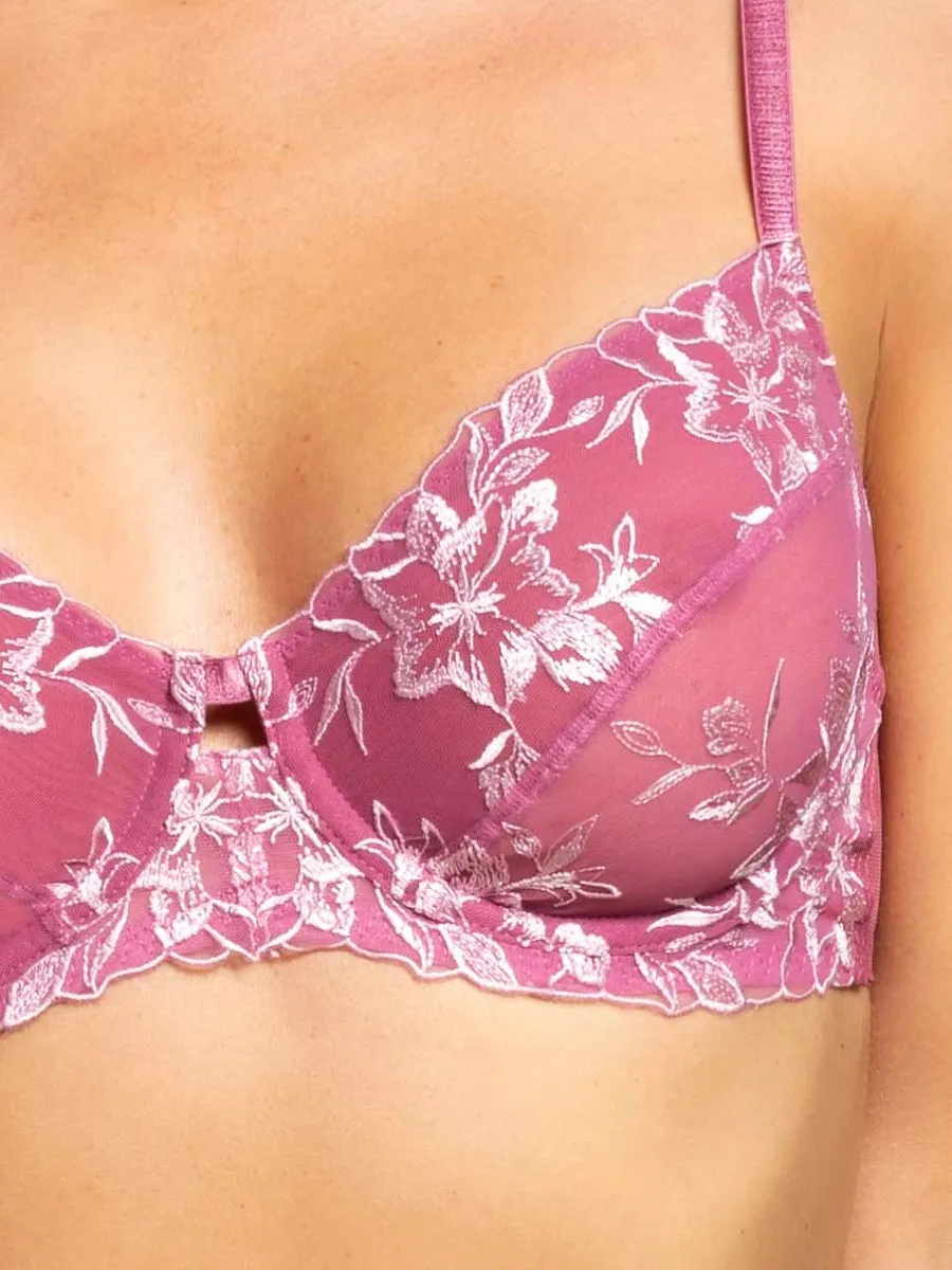 Si'èLei 8010 reggiseno malva in tulle ricamato