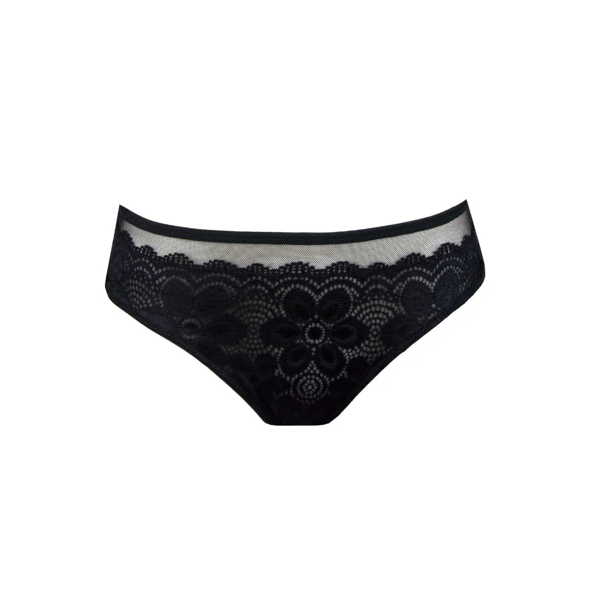 Rossoporpora Perizoma Pizzo Tulle Floreale Nero Tortora