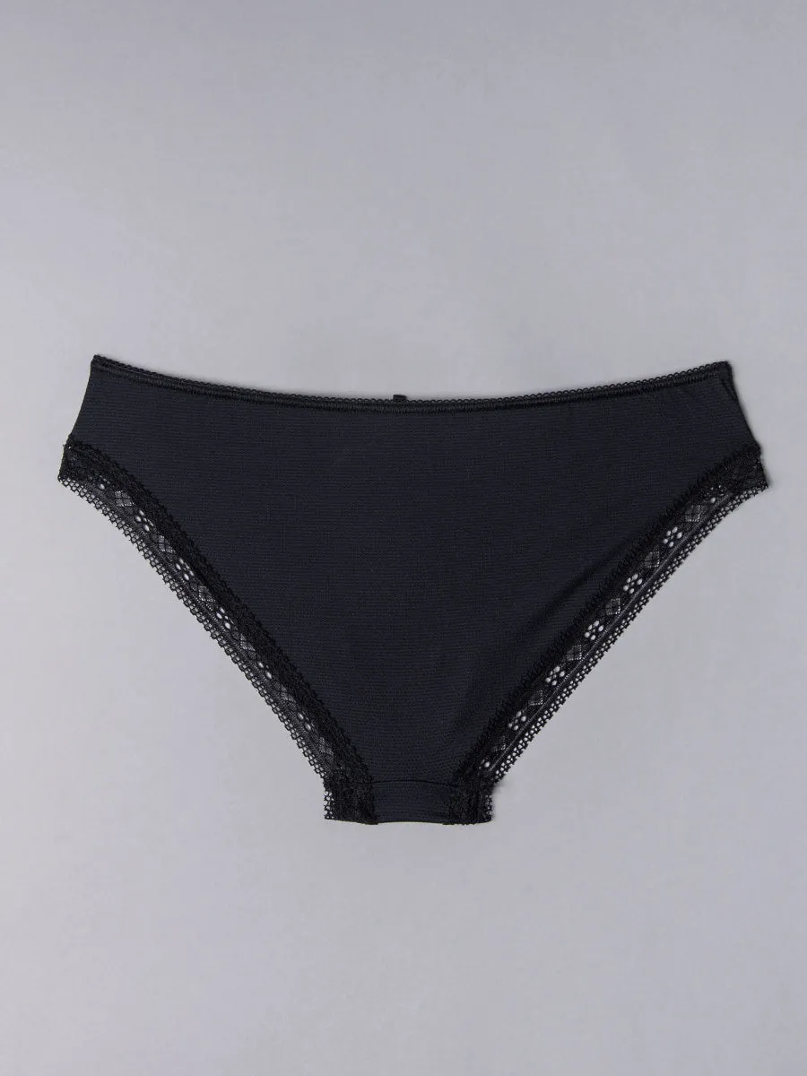 Si'èLei Darling 1875 Slip Jacquard Nero a Nido d'Ape