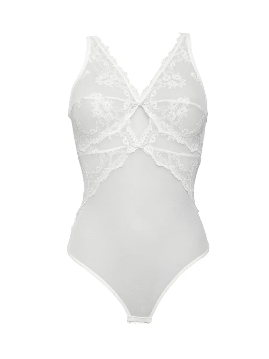 Si'èLei Glam 1954 body bianco latte tulle ricamato