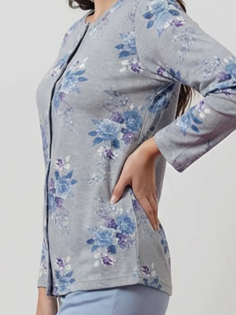Si'èLei Vintage VI14 pigiama azzurro caldo cotone aperto davanti