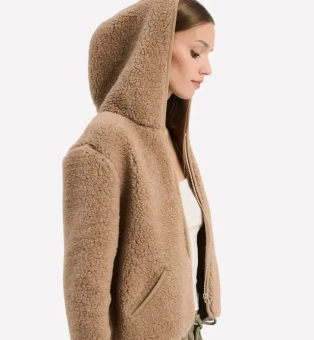 Casagin Pile cappuccio lana ultraleggero marrone teddy
