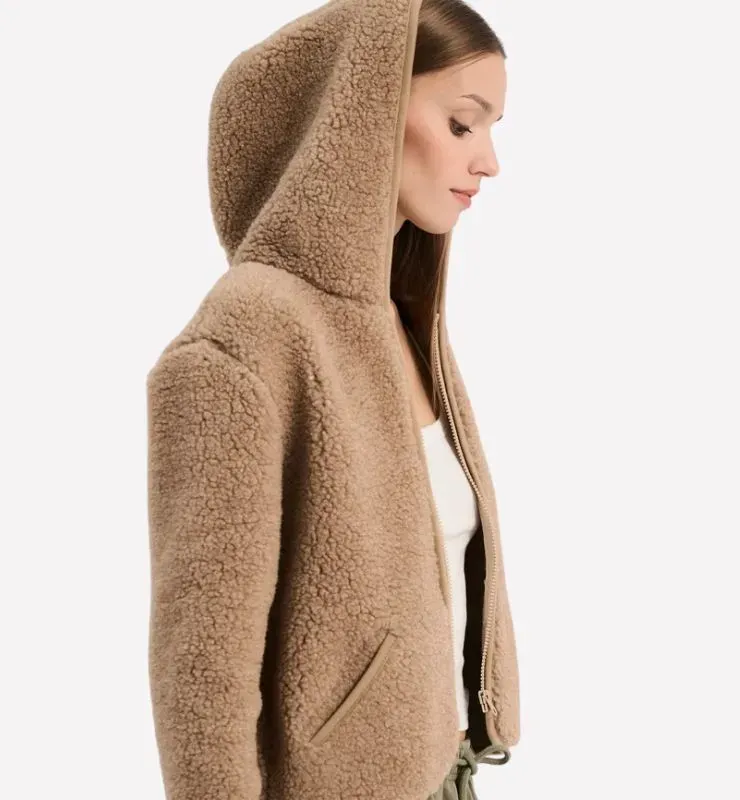 Casagin Pile cappuccio lana ultraleggero marrone teddy