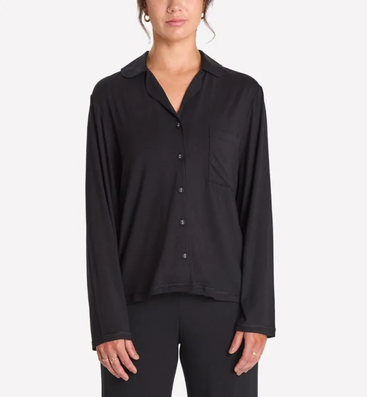 Casagin Pigiama Lungo TENCEL MicroModal Camicia Nero