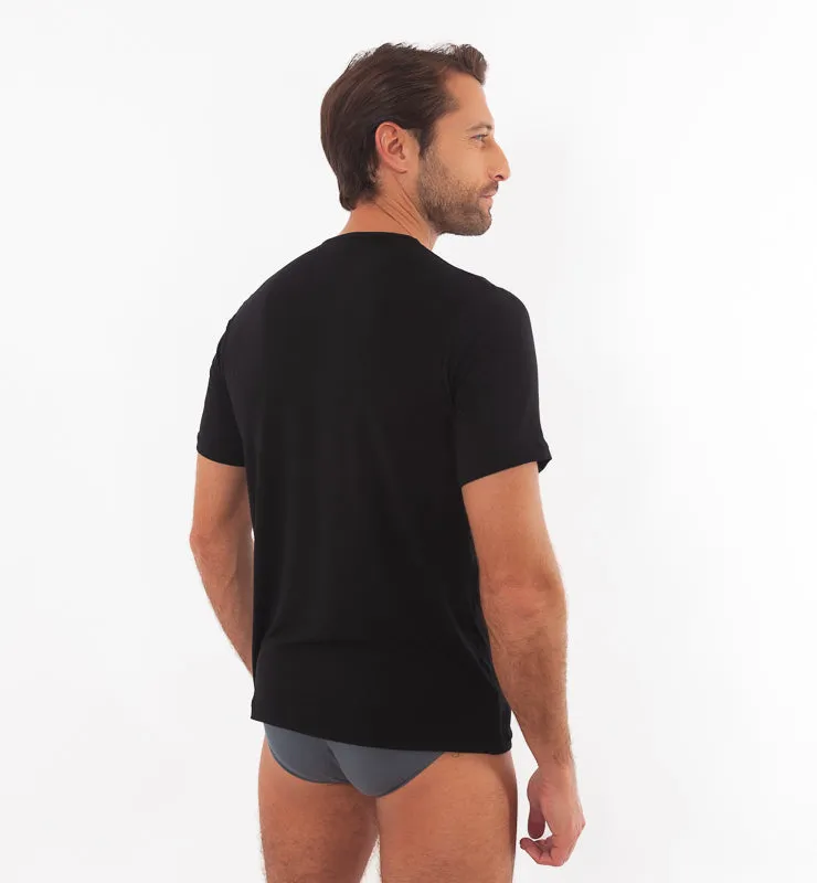 Casagin TENCEL Cashmere t-shirt uomo manica corta nera calda
