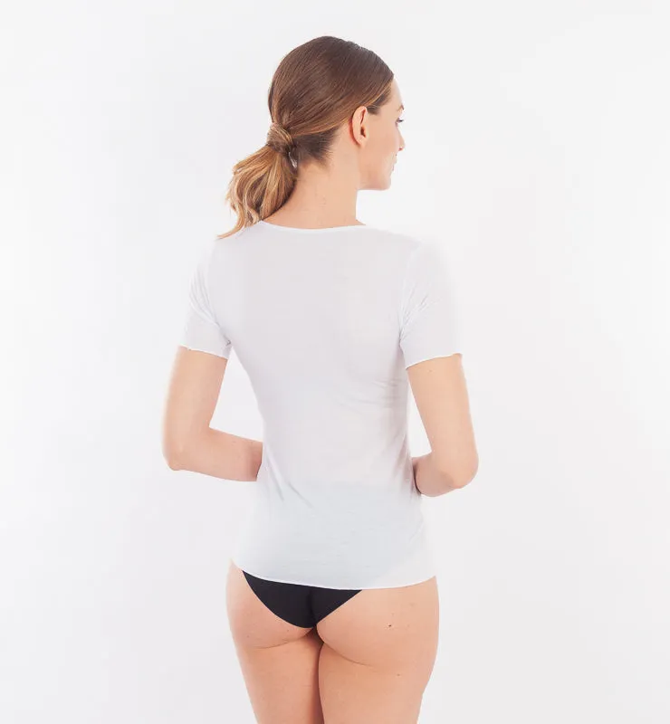 Casagin T-shirt in Fibra di Bamboo donna bianco traspirante