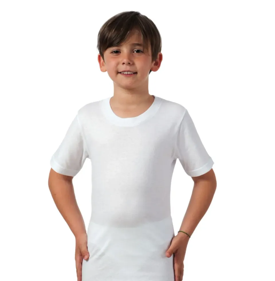 Rossoporpora Maglia Bambino Mezza Manica Cotone Bianco