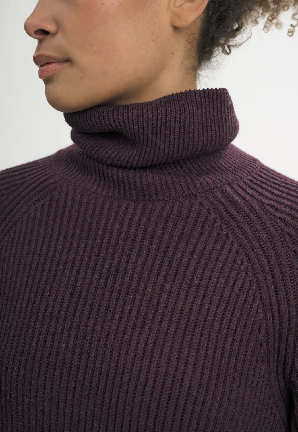 Casagin abito maglia collo alto bordeaux cotone