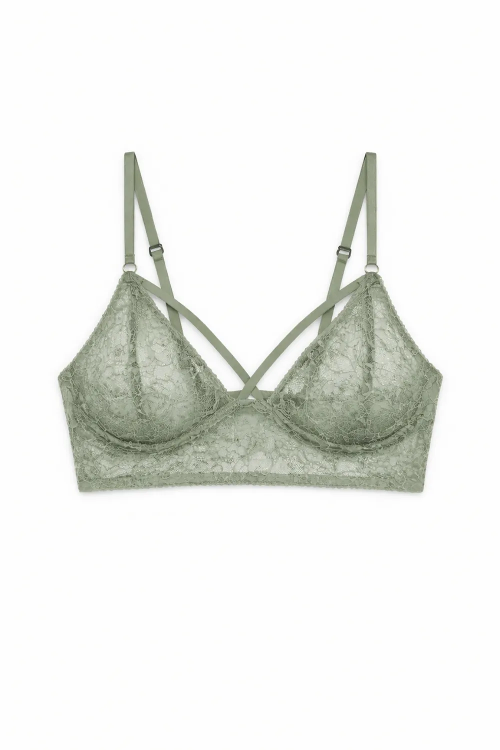 Rossoporpora Triangolo bralette pizzo verde salvia senza ferretto