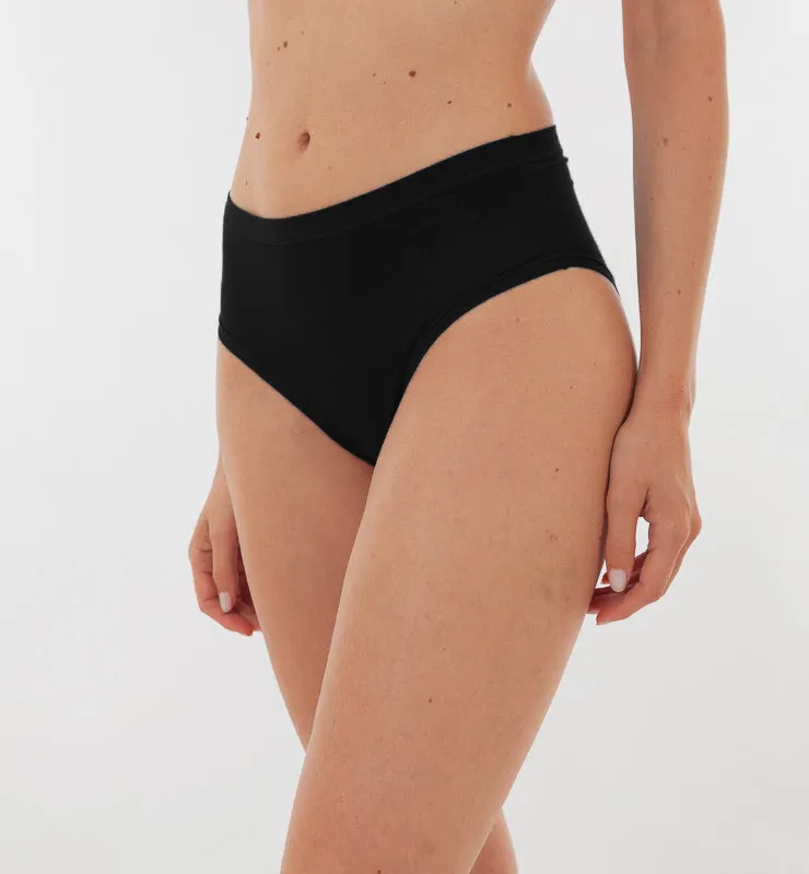 Casagin slip midi donna tessuto naturale nero vita alta