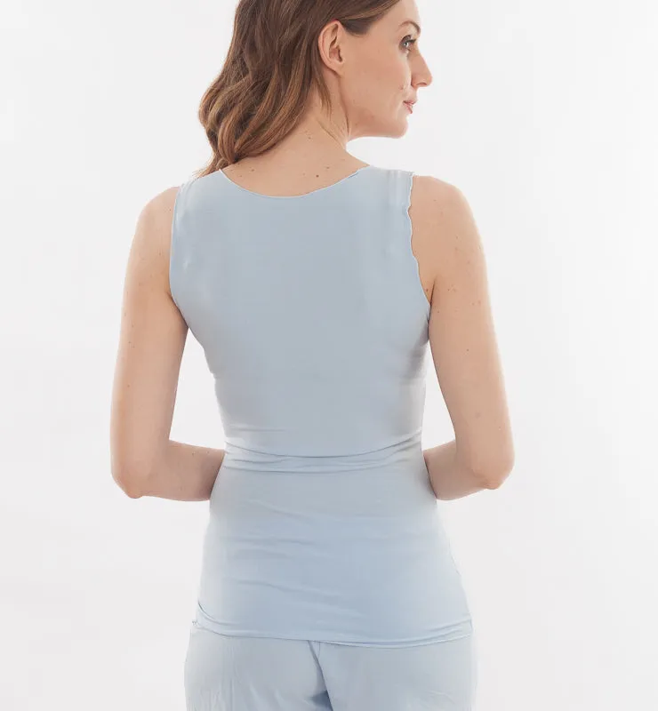 Casagin Essential canotta spalla larga arricciata Tencel azzurro chiaro morbida
