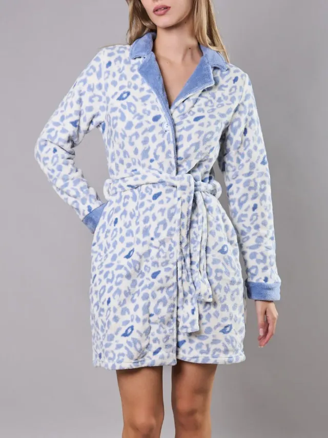 Si'èLei Trixy Soft TX77 vestaglia azzurra coral animalier