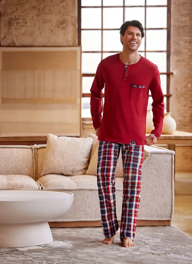 Janira Pijama ML Rouge Tartan pigiama invernale
