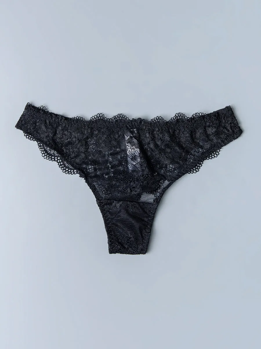 Si'èLei 2457 Brasiliana Slip in Pizzo Nero