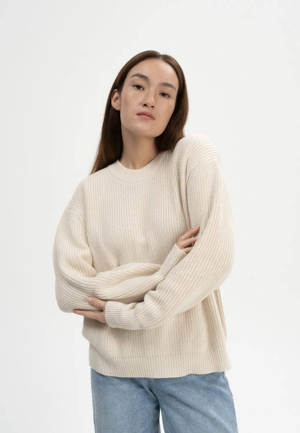 Casagin Cotone Organico Girocollo maglione Crema caldo