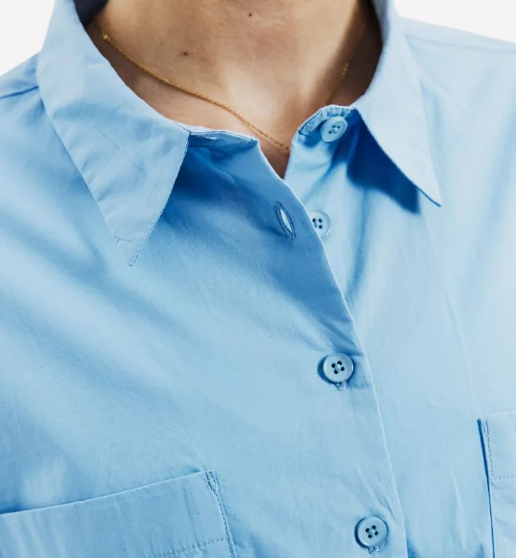 Casagin Camicia Crop Popeline camicia azzurro chiaro cotone biologico