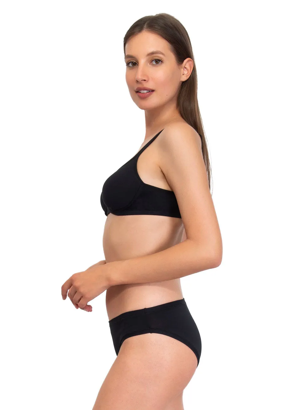 Si'èLei Natural Cotton 1452 reggiseno nero cotone bio