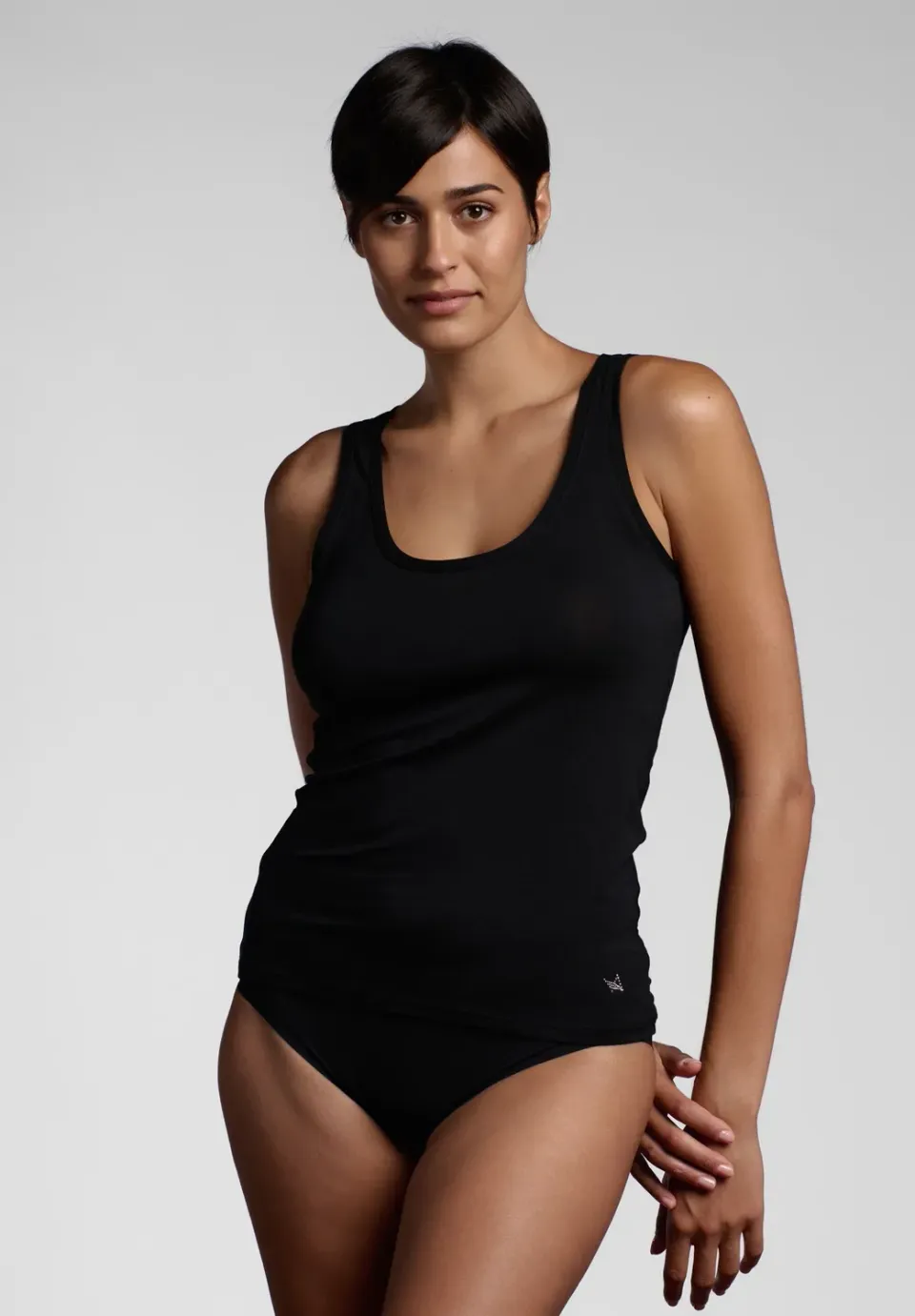 Lepel Avantgarde Essential canotta spalla larga nero micromodal