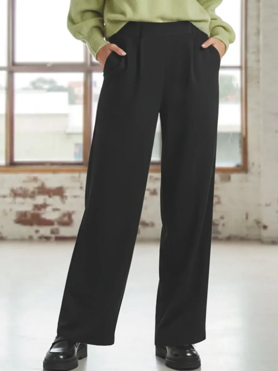 Si'èLei LG23 pantalone nero gamba larga elasticizzato