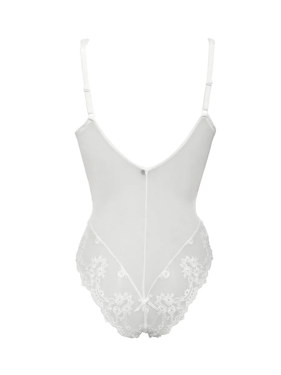 Si'èLei Glam 1954 body bianco latte tulle ricamato