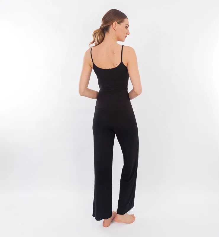 Casagin pantaloni palazzo Tencel neri vita morbida senza elastico