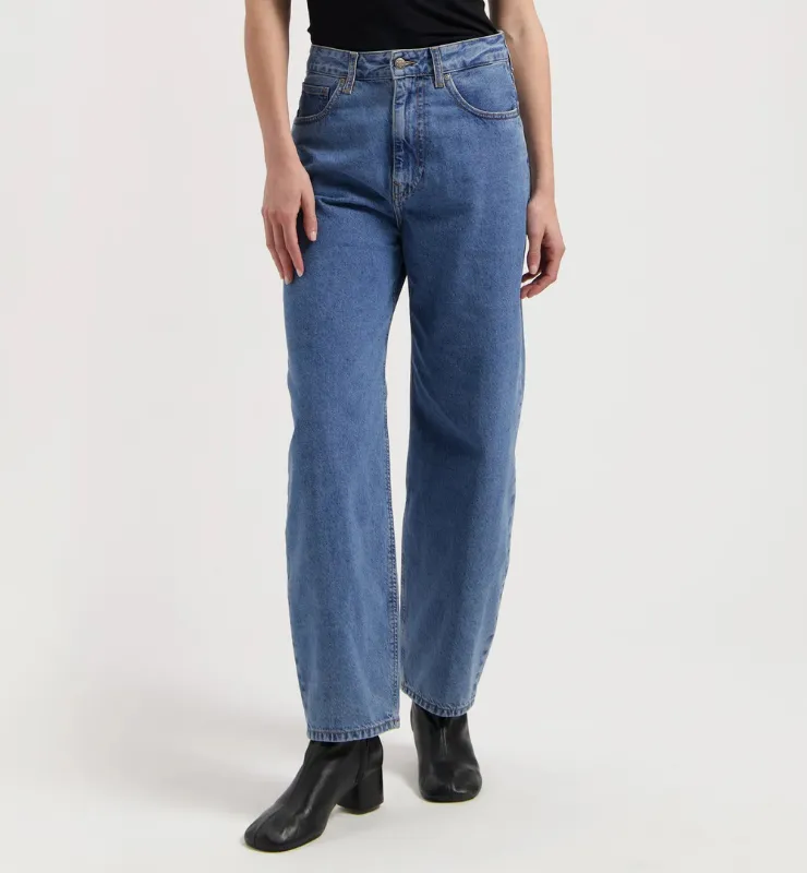 Casagin vita alta barrel jeans donna Blu cotone biologico
