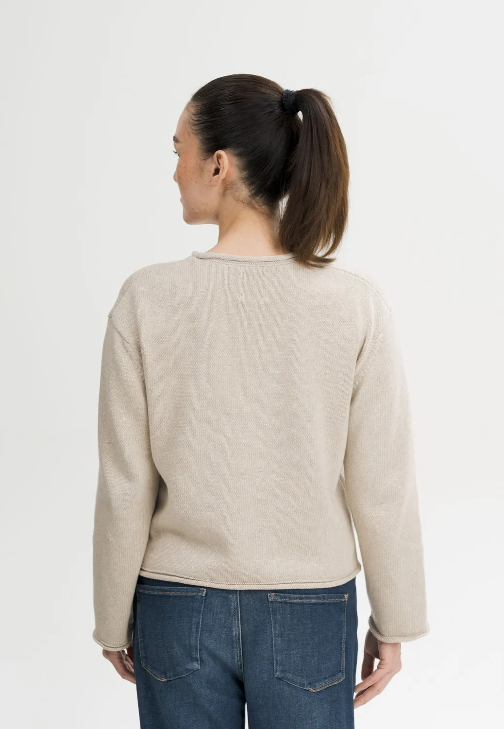 Casagin Maglia girocollo boxy cotone bio avorio medio