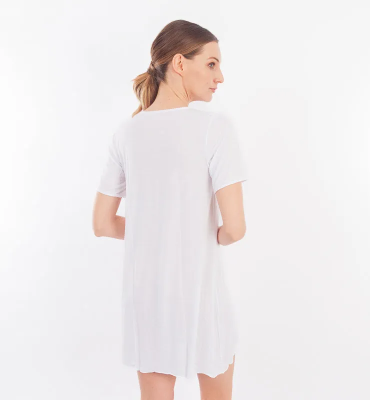 Casagin Camicia da Notte Donna Bamboo Bianco Manica Corta Lunga