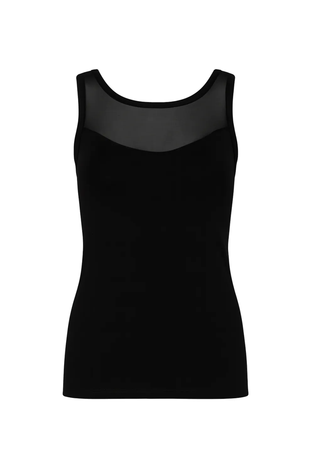 Rossoporpora Cuore canotta nera cotone scollo in tulle