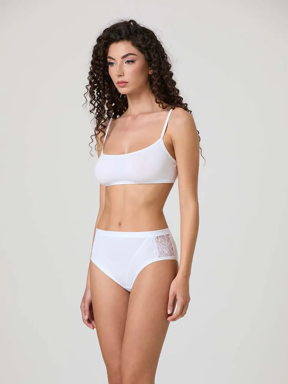 Jadea 533 Slip Midi Modal Cotone Pizzo Laterale