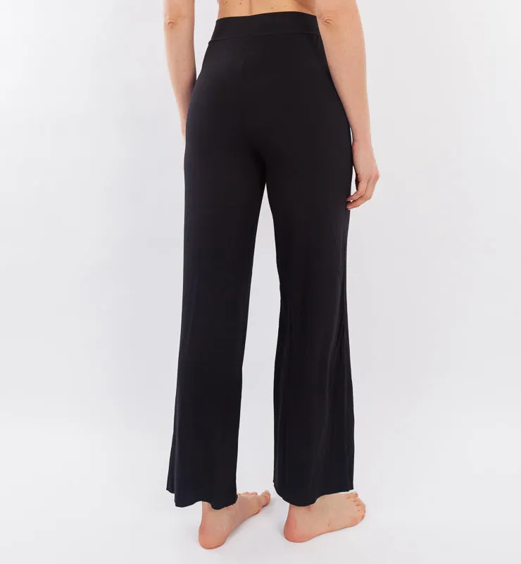 Casagin pantaloni palazzo Tencel neri vita morbida senza elastico