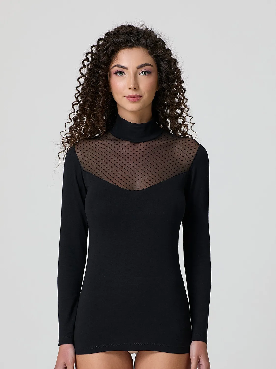 Jadea Moda 4652 lupetto tulle flock cotone nero chic