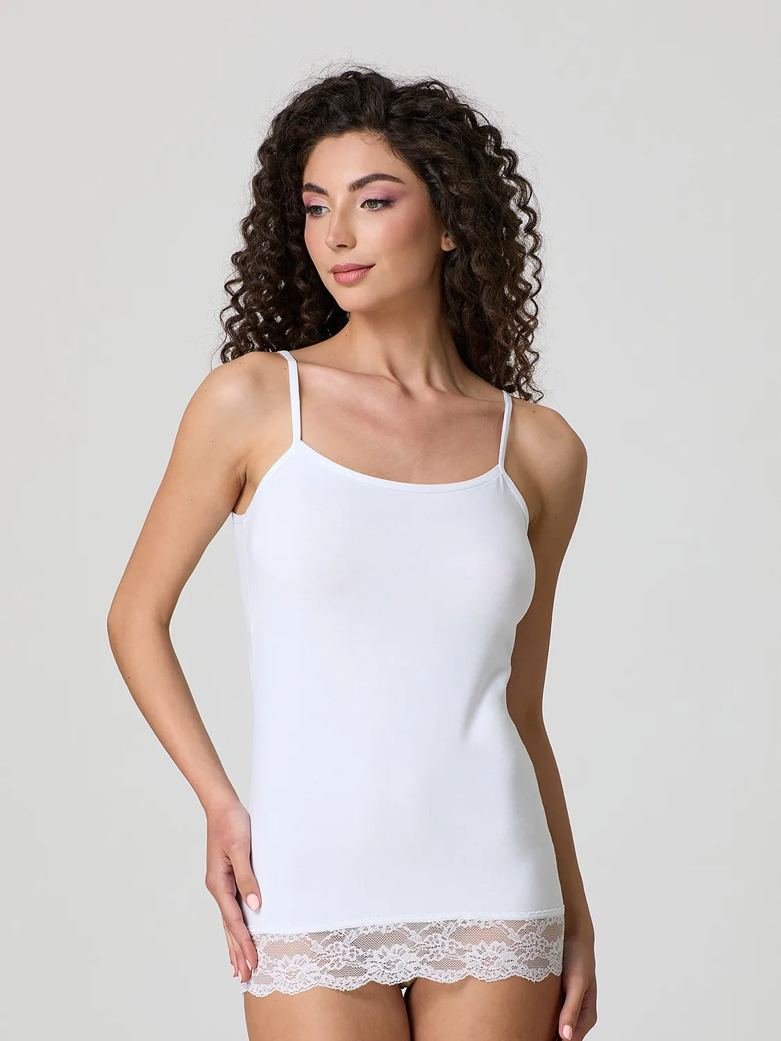 Jadea 4327 Top Cotone con Pizzo Beige Chiaro